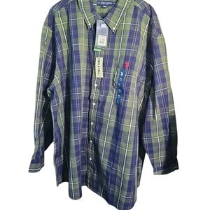 U.S. Polo Assn. Green and Blue Casual Button Down Shirt